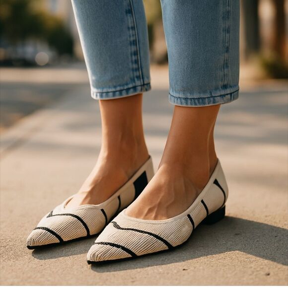 Vivaia Pointed Toe Striped Flats sz 42 - Picture 1 of 14